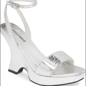 Jeffrey Campbell Silver Flora Platform Wedge Heel